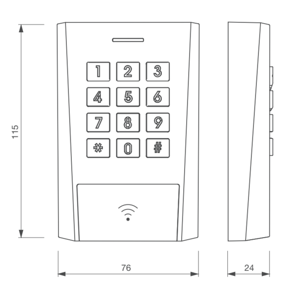 Clavier à code + mifare axk3 ip64 bornier