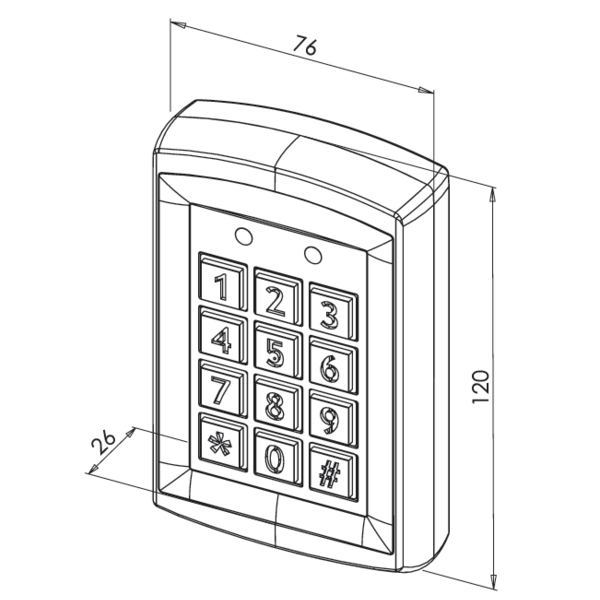 Clavier à code + em étroit krb1000 ip55 bornier