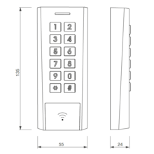 Clavier à code + em étroit axk4 ip66 câble 2m